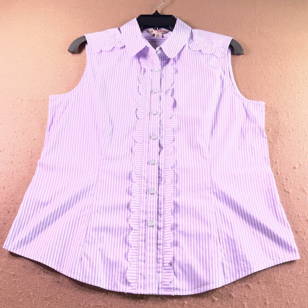 Brooks Brothers Red Fleece Purple Striped Scallop Sleeveless Shirt 100130772 10